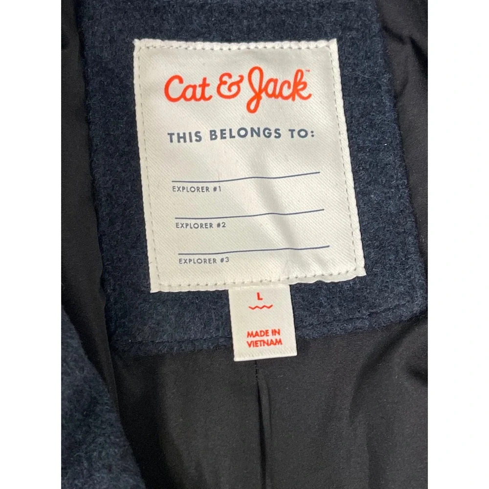 Cat & Jack Kids Navy Blue Double Breasted Peacoat Jacket Size Large L 12-14